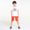 Boy's slim-fit plain blue canvas Bermuda shorts