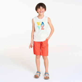 Boy's white wave slogan vest top