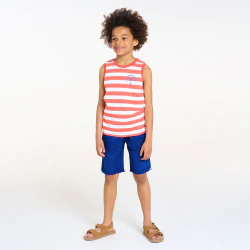 Boy's blue linen blend elegant Bermuda shorts