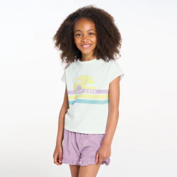 Girls mauve slogan shorty pyjamas