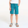 Boy's slim-fit plain blue canvas Bermuda shorts