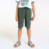 Boy's green cargo Bermuda shorts in brushed cotton