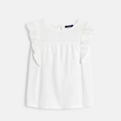 Girls' white broderie...