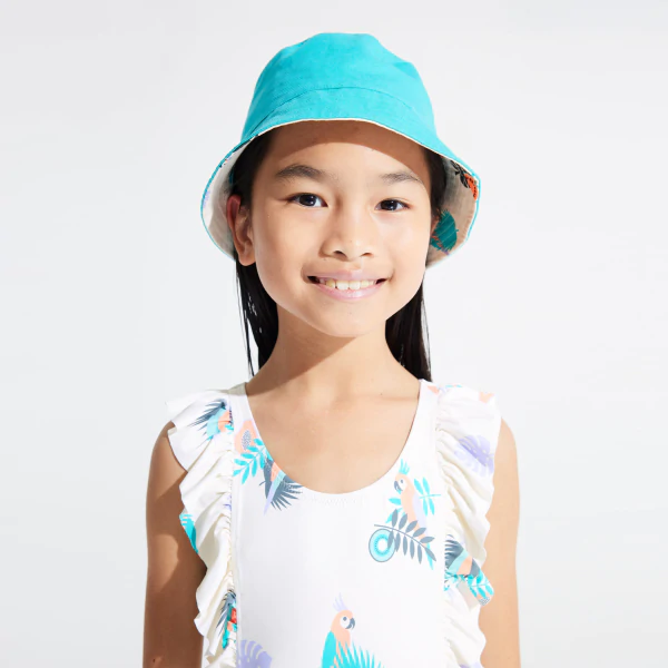 Boy's reversible printed grey bucket hat.