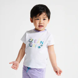 Baby Boy's ocean T-shirt and purple patterned shorts