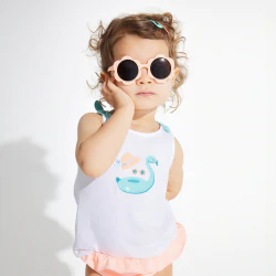 Baby girl's white flamingo float tank top