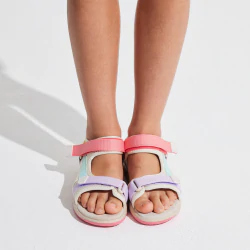 Girl's multicoloured fabric sandals with Velcro