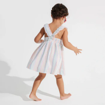 Baby girl's multicoloured striped dress with straps