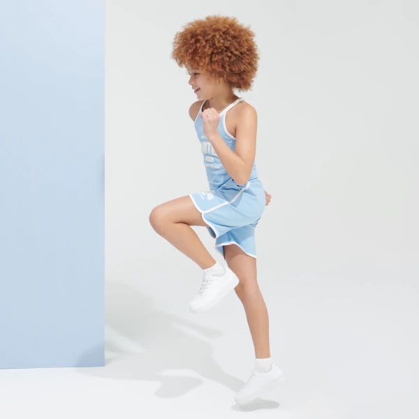 Girl's sky blue brushed cotton shorts