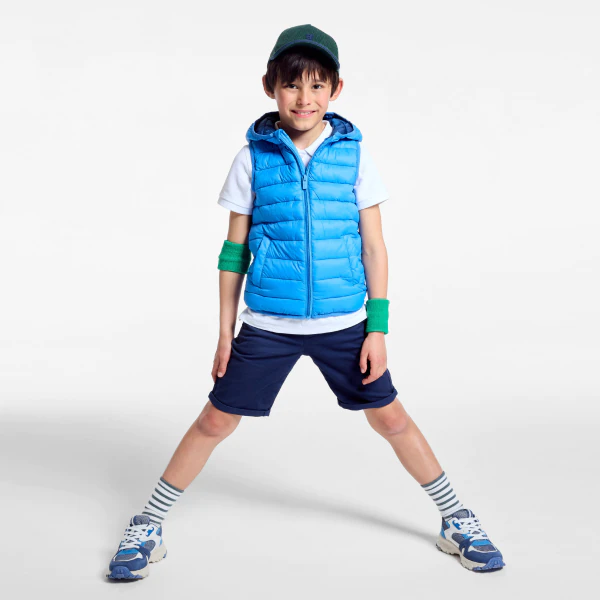 Boy's blue lightweight sleeveless down jacket