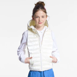 Girl's ecru lightweight sleeveless down jacket