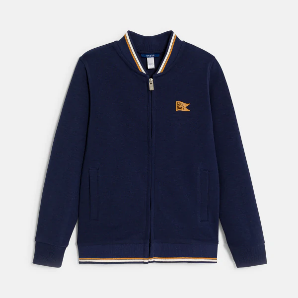 Letterman-style zipped sweatshirt