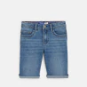 Hyper-stretch denim slim fit bermuda shorts