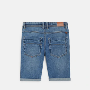 Hyper-stretch denim slim fit bermuda shorts