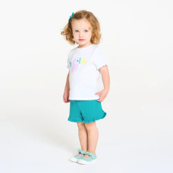 Baby girls lightweight blue brushed cotton shorts