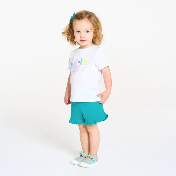 Baby girls lightweight blue brushed cotton shorts