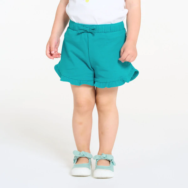 Baby girls lightweight blue brushed cotton shorts