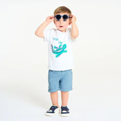 Baby boy's blue patterned cotton Bermuda shorts