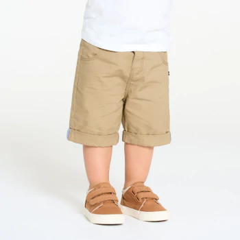 Baby boy's light beige patterned cotton Bermuda shorts