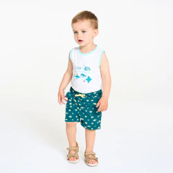 Baby Boy's blue textured jersey shorts