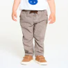 Baby boy's finely-striped brown trousers with roll-up legs