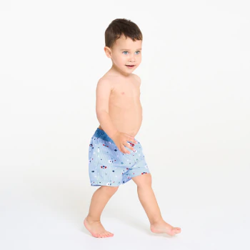 Baby boy's blue striped swimming trunks with UV protection