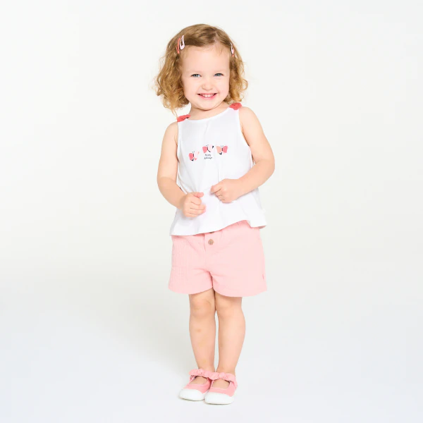 Baby girl's pink butterfly bow vest top