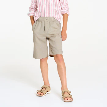 Boy's plain beige linen shorts