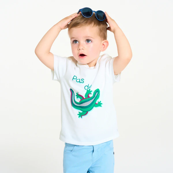 Baby boy's white lizard T-shirt