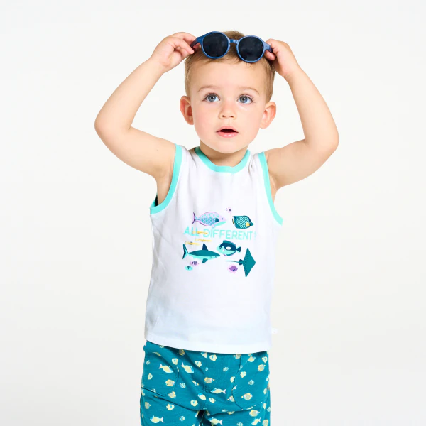 Baby boy's white ocean jersey vest top