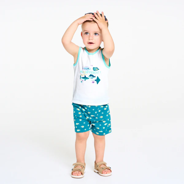 Baby boy's white ocean jersey vest top