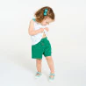 Baby girl's green shorts in lightweight textured cotton