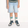 Boy's blue denim faded slim-fit Bermuda shorts