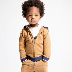 Baby boy's brown fleece zip-up hoodie