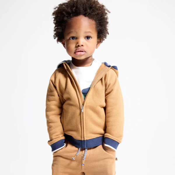 Baby boy's brown fleece zip-up hoodie