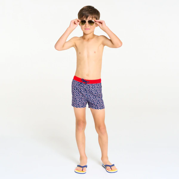 Baby boy's blue printed  floral swimming trunks