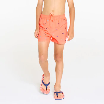 Boy's embroidered orange swimming trunks