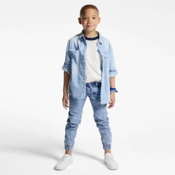 Boy's blue faded slim-fit jeans