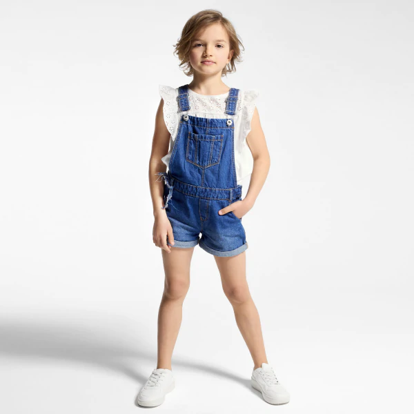 Girls blue demin short overalls