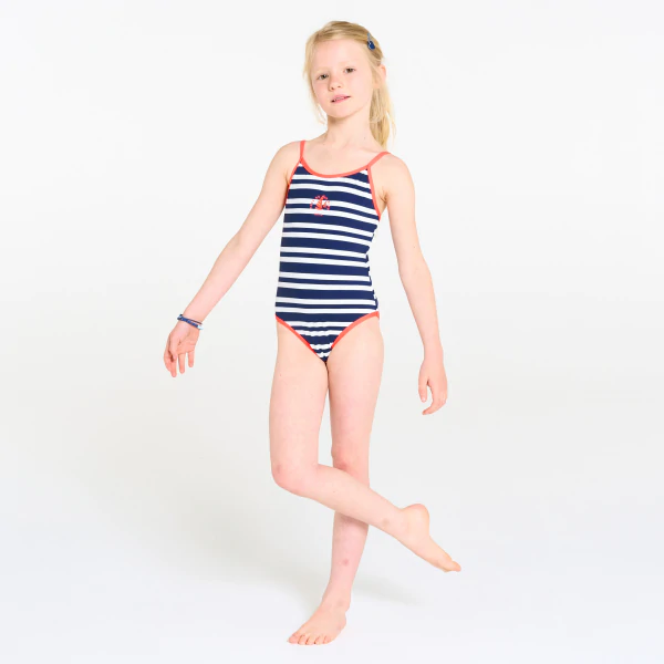 Girl's blue 1-piece swimming costume