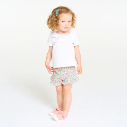 Baby girls lightweight, pink floral brushed cotton shorts