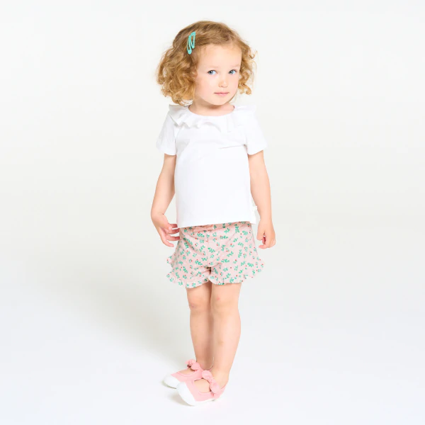 Baby girls lightweight pink brushed cotton shorts