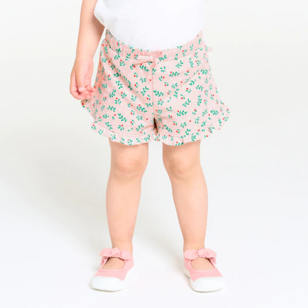 Baby girls lightweight pink brushed cotton shorts