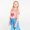 Girl's pink sequinned T-shirt with short sleeves