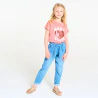 Girl's pink sequinned T-shirt with short sleeves