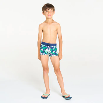 Boys' blue dinosaur motif swim shorts