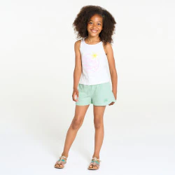 Girl's plain green fleece shorts