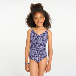 Girl's blue printed swimming costume