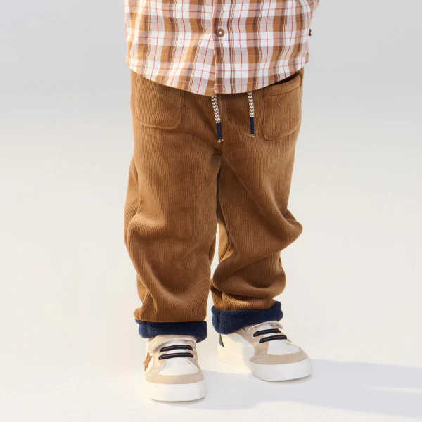 Baby boys' brown corduroy fleece trousers