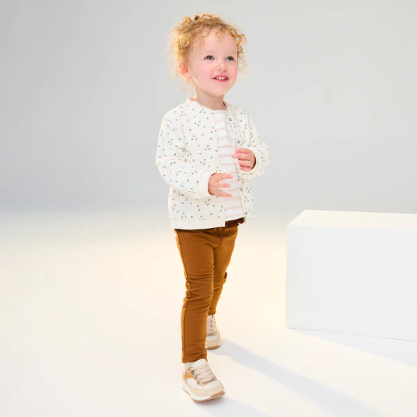 Baby girl's white floral fleece baseball jacket